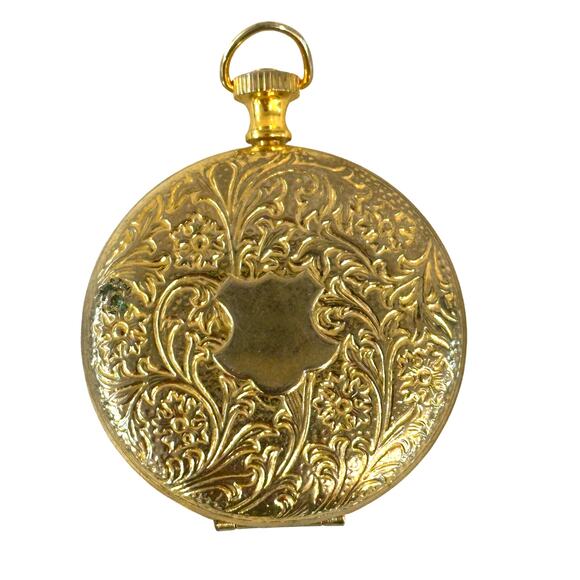 Gold Tone Vintage 'Pocket Watch' Design Pill Locket Push Open-Good Condition - Picture 1 of 5